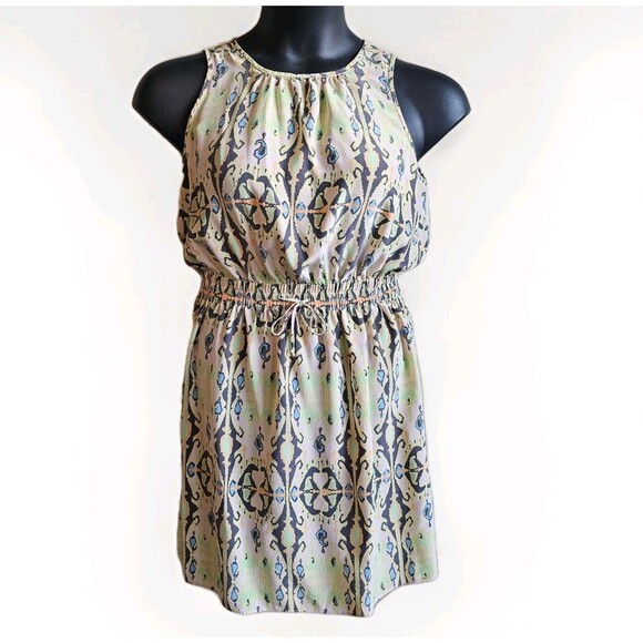 TIBI Women’s Light Green Silk Multi Geometric Print Sleeveless Blouson Dress 6 - Picture 1 of 4